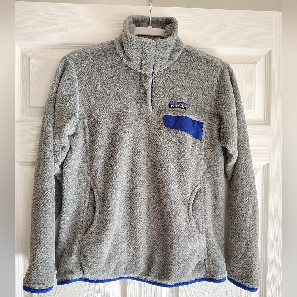 Patagonia Gray Fleece with Blue Trim